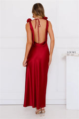 Sorrel Satin Maxi Dress Wine