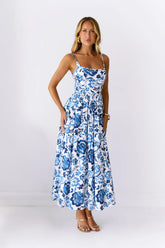 Fresh Blossom Maxi Dress Blue