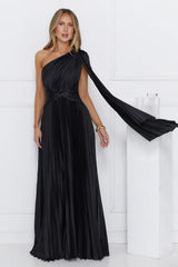 Evening Of Distinction One Shoulder Satin Maxi Dress Black