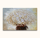 Witte Bloemen – Dikke olieverf op canvas