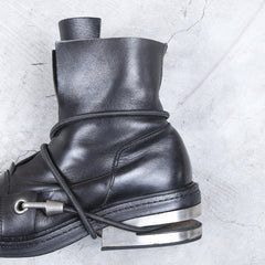 Dirk Bikkembergs Black Bungee Boots 1996 Steel Cut Heel Size 43