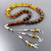 Bilek Boy Mini Renk Süzmesi Hakiki Kehribar Tesbih Harf / Logo