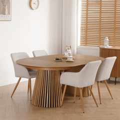 Jenna spisebordstol - beige tekstil med egelook