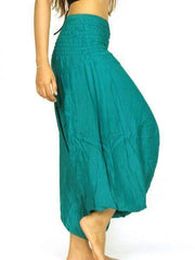 Pantalón hippie bombacho / mono color azul agua