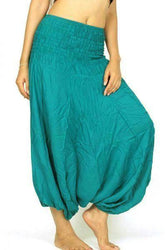 Pantalón hippie bombacho / mono color azul agua