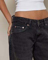 Image of Roomy Low Rise Jeans in Washed Black Grey
