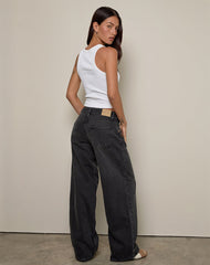 Image of Roomy Low Rise Jeans in Washed Black Grey