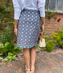 Blue Herbal Garden Moleskin Skirt