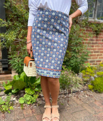 Blue Herbal Garden Moleskin Skirt