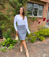 Blue Herbal Garden Moleskin Skirt