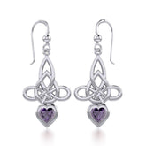 Celtic Witches Knot Silver Earrings with Heart Gemstone TER1830