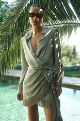 Püskül Detaylı Kruvaze Elbise