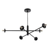 Dar Lighting - Vignette 6 Light Pendant Matt Black & Twisted Glass