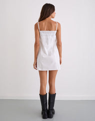 Image of Yoshiko Brodierie Trim Mini Dress in White