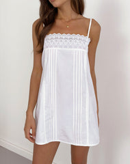 Image of Yoshiko Brodierie Trim Mini Dress in White