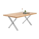 YORK Esstisch Eiche massiv | X-Fuß chromfarbig