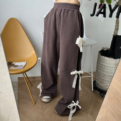 Sonicelife Side Lace Bow Tie Baggy Sweatpants