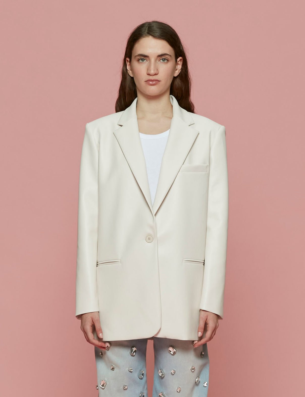 giacca ecopelle over panna - Frida SRL