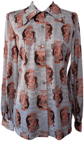 Horse and Stable Printed Button Up by H Bar C