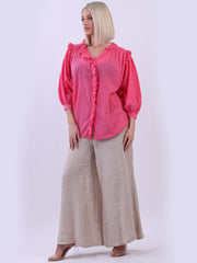 Cotton Boxy Blouse Fuchsia