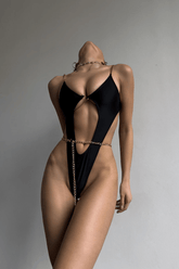 Kadınlar için şık siyah MUSE tek parça moda mayo