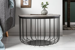 Round Side Table Fortress Loft 40cm Mango Wood Grey