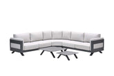 Loungesofa anthrazit 5-teilig, Gartenecksofa grau, Eck-Gartensofa grau, Maße 280x280 cm