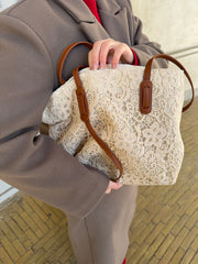 Porto Alegre skuldertaske med blonde - Beige