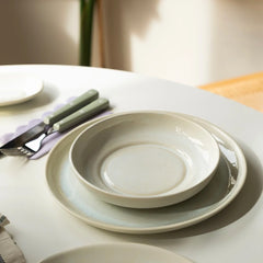 8 Kişilik Stoneware Yemek Takımı - İnci Beyaz
