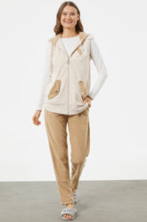 Yelekli Çift Renk Polar Eşofman Takım - Kamel (1) Sementa