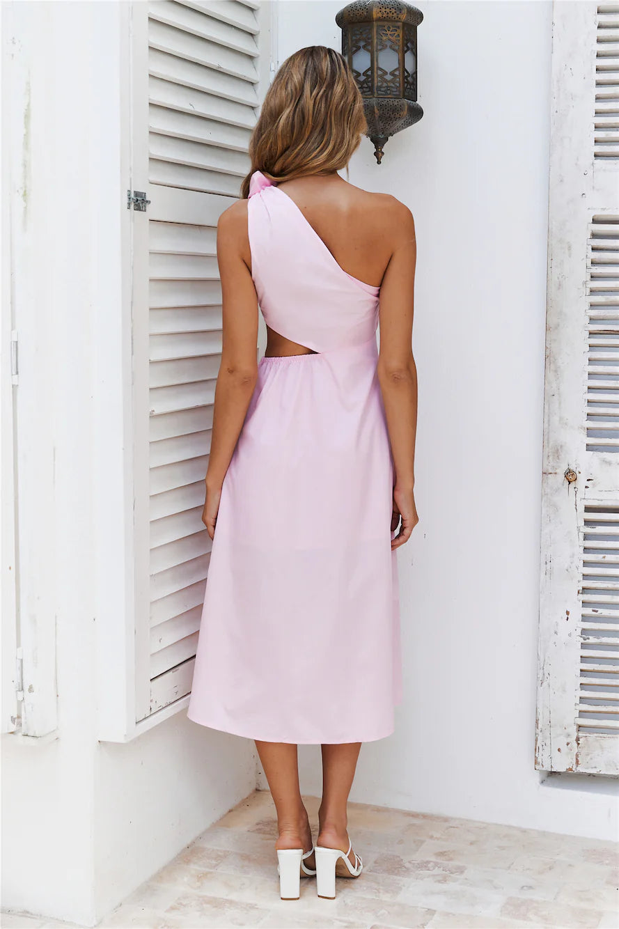 She Brings The Vibes Midi Dress Pink