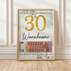 Personalisiertes Geldgeschenk zum 30. Geburtstag Frauen Männer Geburtstagsgeschenk Geld Geschenkidee personalisierbar