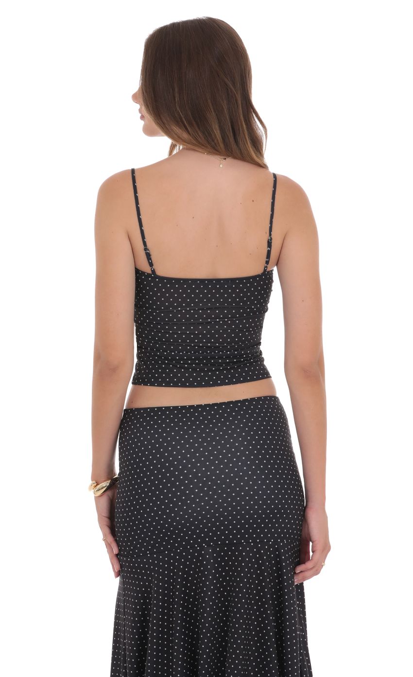Polka Dot Ruched Bust Top in Black