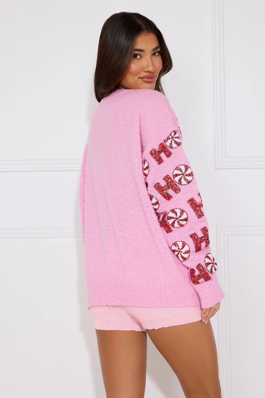 The Nice List Sequin Sweater Pink