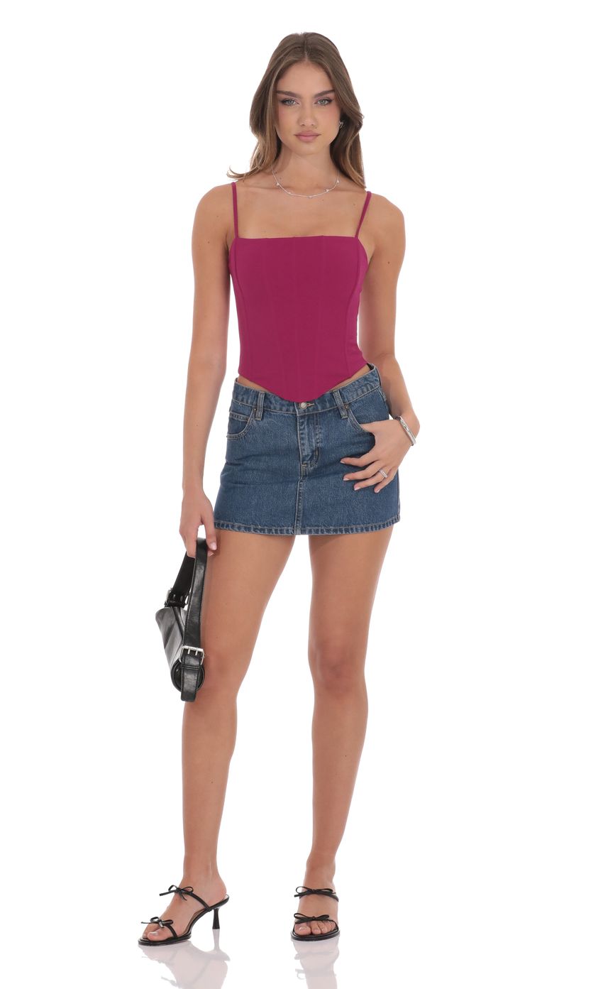 Pointed Corset Top in Magenta