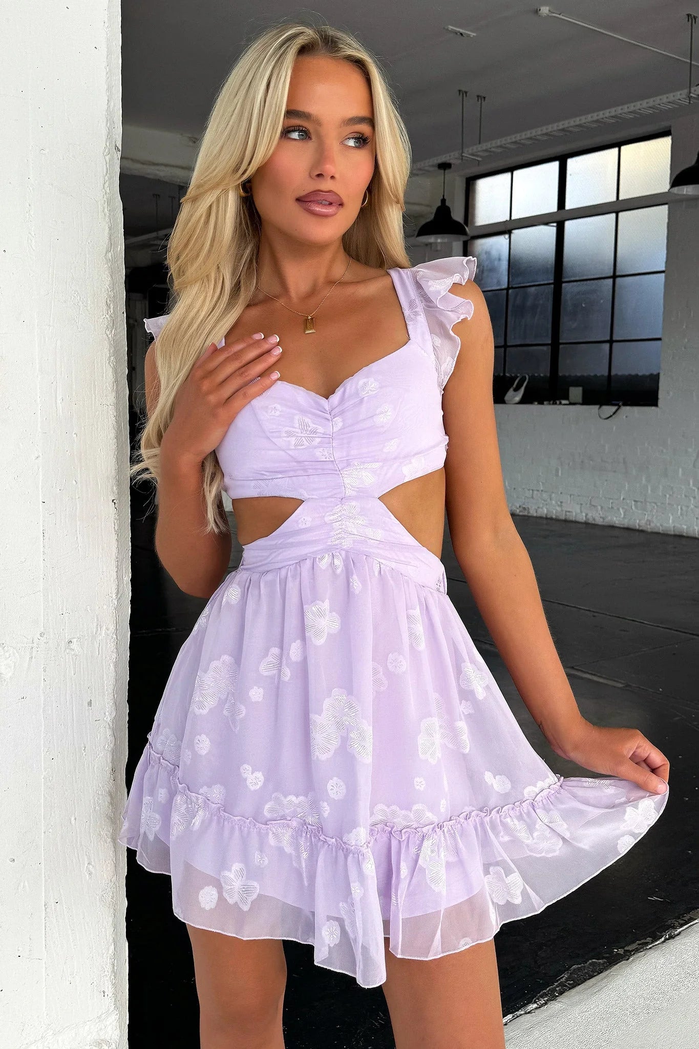 Deborah Cut Out Mini Dress - Lilac