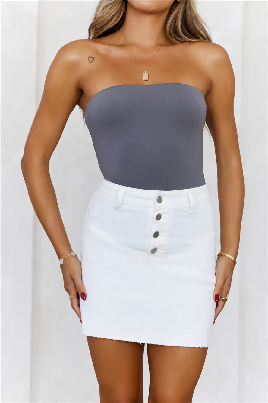 BASE Longline Strapless Bandeau Top Charcoal