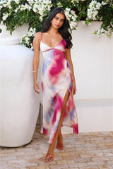 Rainbow Reverie Satin Maxi Dress Multi
