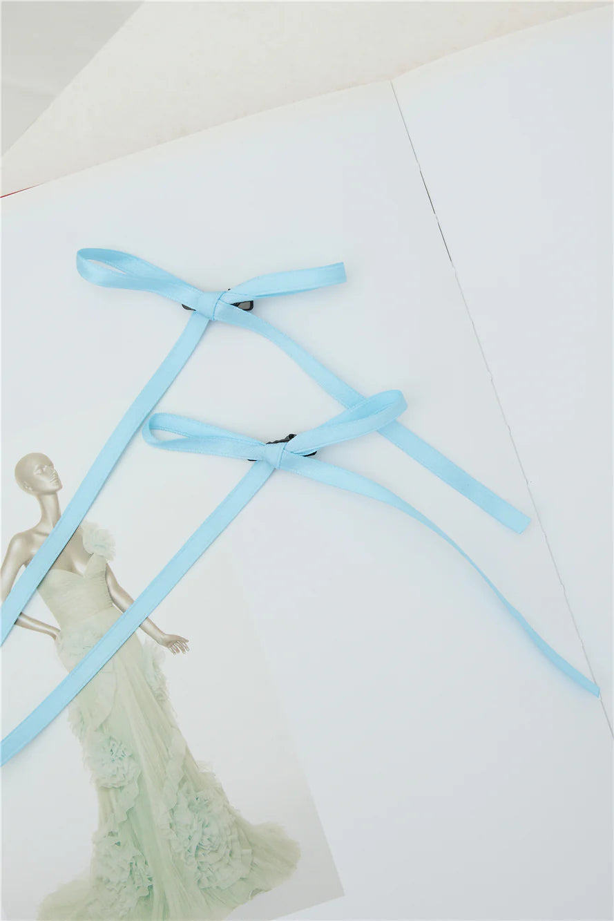 Flirty Bow Hair Clips Blue