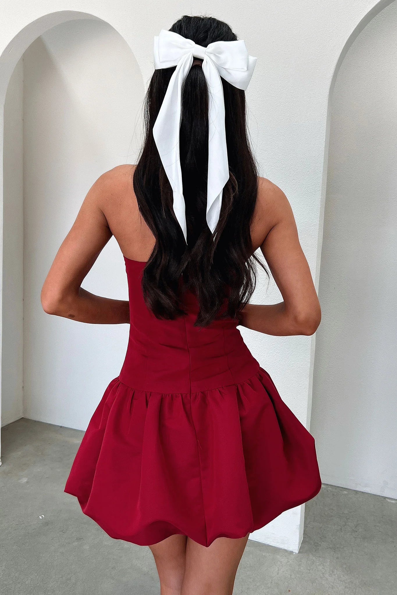 Kloe Bubble Skirt Strapless Mini Dress - Burgundy