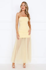 Dreamy Allure Strapless Maxi Dress Yellow
