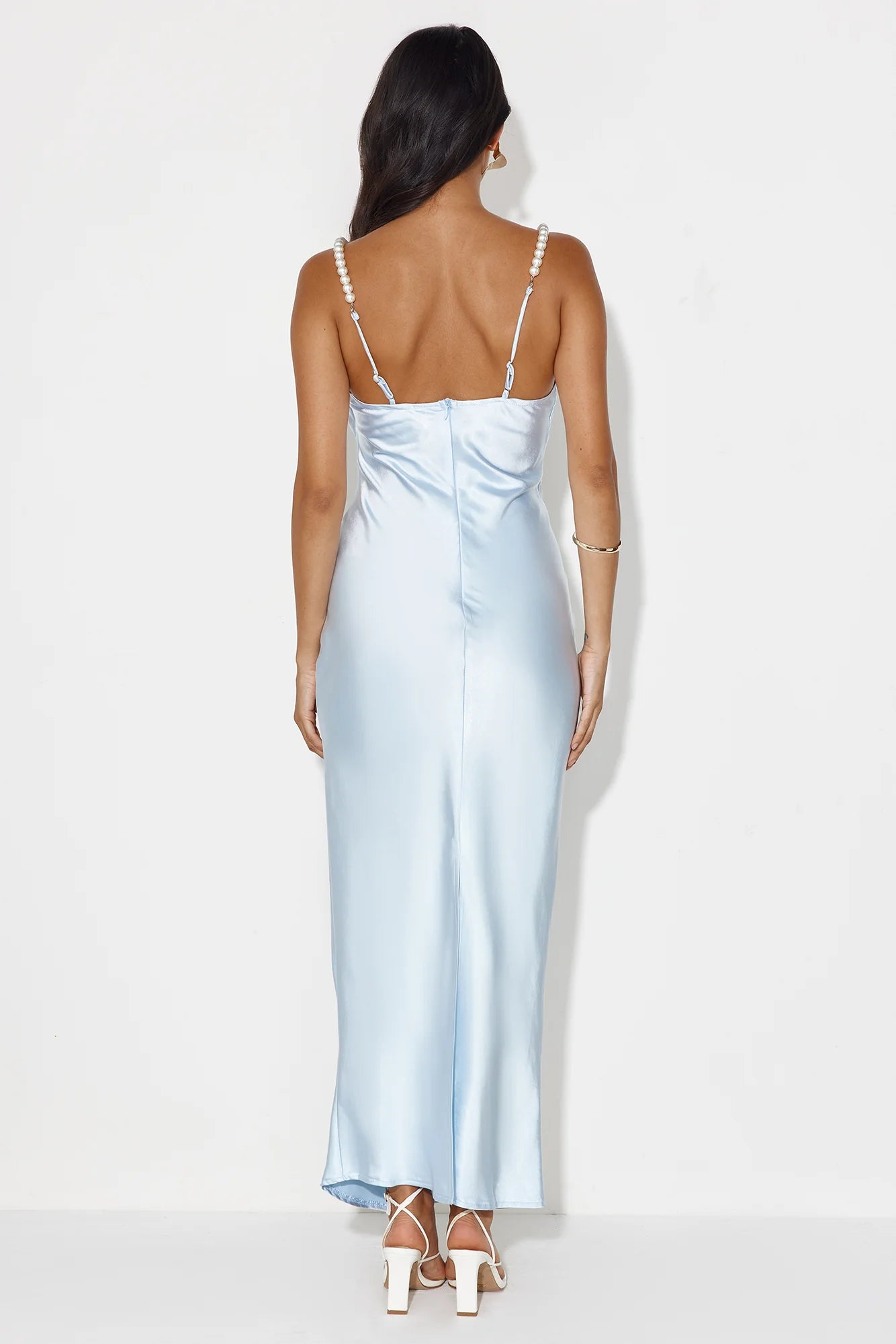 Mermaid Dreams Satin Maxi Dress Light Blue