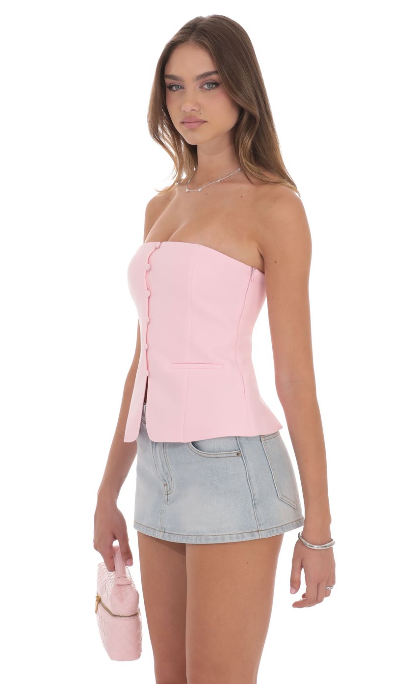 Strapless Tailored Vest in Pink