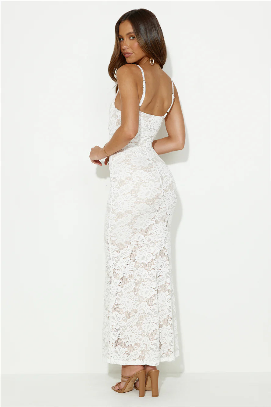 Soft Sweet Lace Maxi Dress White