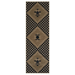 Lunette Washable Tribal Soft Easy Jute Black Indoor/Outdoor Runner Rug Easy Jute Rug Lahome