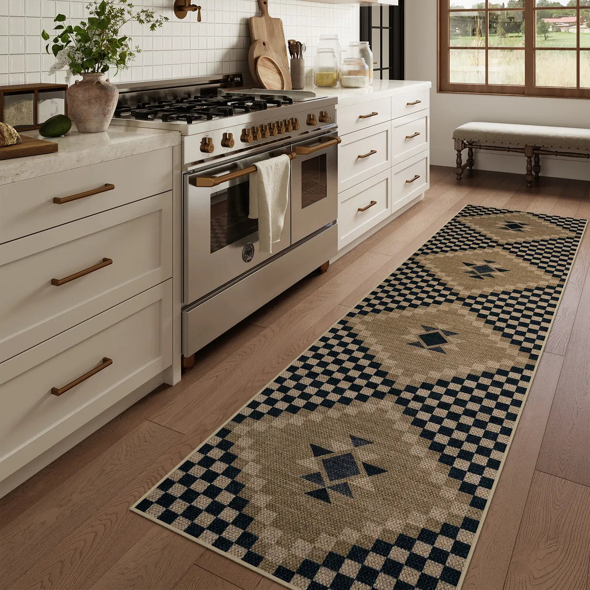 Lunette Washable Tribal Soft Easy Jute Black Indoor/Outdoor Runner Rug Easy Jute Rug Lahome 2' x 6'