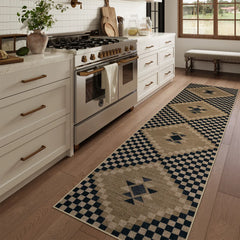 Lunette Washable Tribal Soft Easy Jute Black Indoor/Outdoor Runner Rug Easy Jute Rug Lahome 2' x 6'