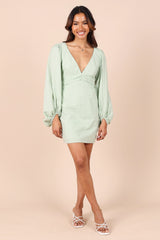 Emilina Long Sleeve Mini Dress - Sage