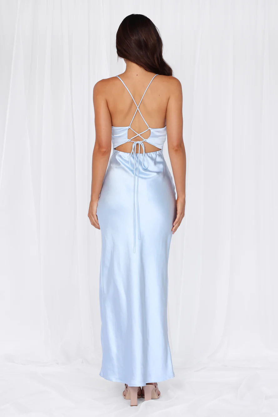 The Sophia Satin Maxi Dress Blue