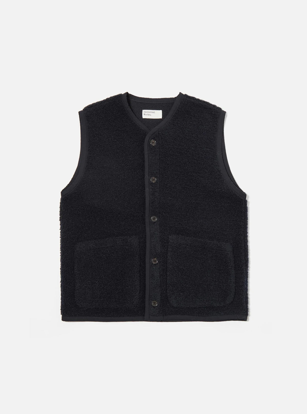 Universal Works Alvar Fleece Lancaster Gilet Navy